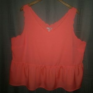 Bongo Orange Scalloped Peplum Tank